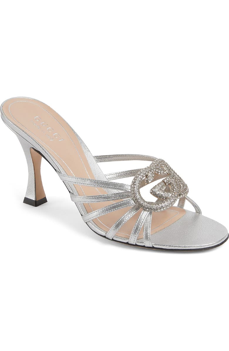 Gucci Alicia Strappy Slide Sandal, Main, color, Metallic Silver