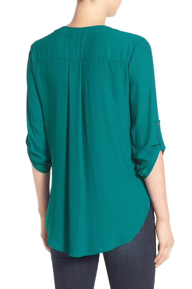 V-Neck Crepe Blouse, Alternate, color, SHADED SPRUCE