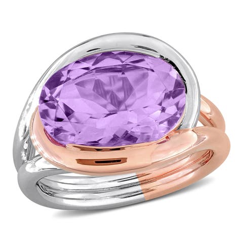 Pink Amethyst Ring Two-Tone Sterling Silver