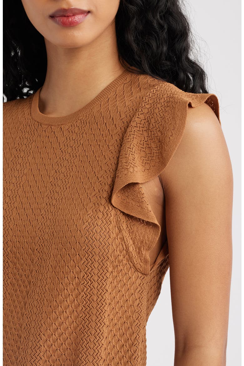 Margo Mixed Stitch Knit Top, Alternate, color, DESERT BROWN