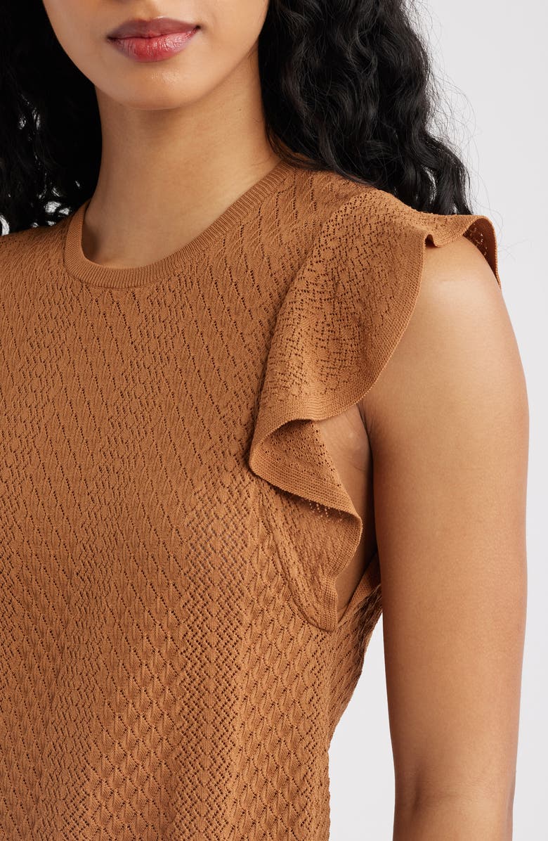 PAIGE Margo Mixed Stitch Knit Top, Alternate, color, Desert Brown