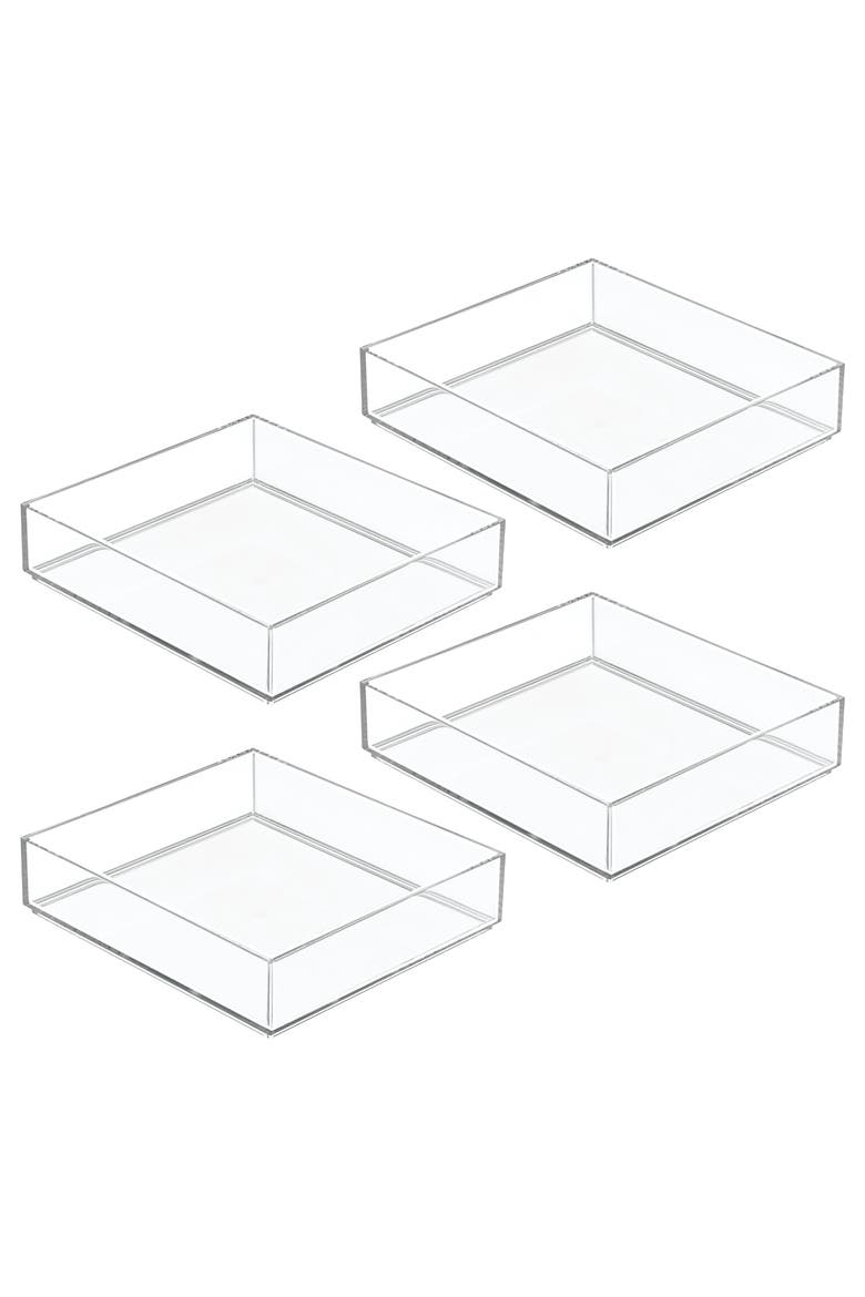 Plastic Makeup Drawer Organizer Tray - Set of 4 - Clear, Main, color, Clear