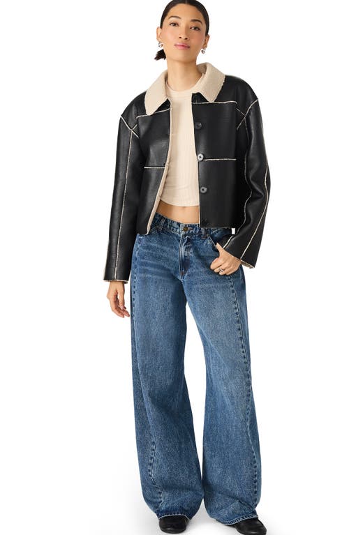 Steve Madden Tilia Faux Shearling Coat In Black