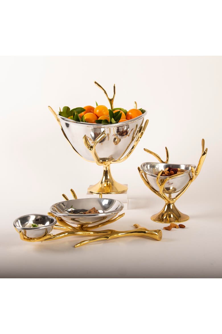 Manzanita High Pedestal Bowl, Alternate, color, Gold