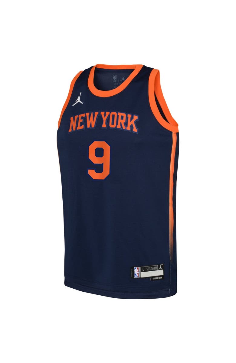 Jordan Brand Youth Jordan Brand RJ Barrett Navy New York Knicks Swingman Jersey - Statement, Alternate, color,