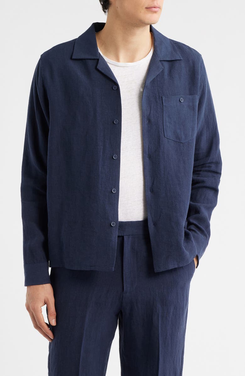 Percival Linen Shirt, Main, color, Navy