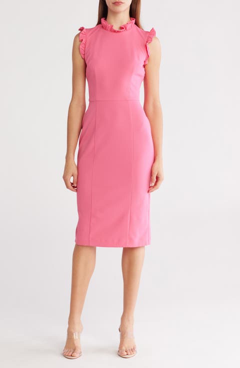 Ruffle Mock Neck Sheath Dress (Regular & Plus)