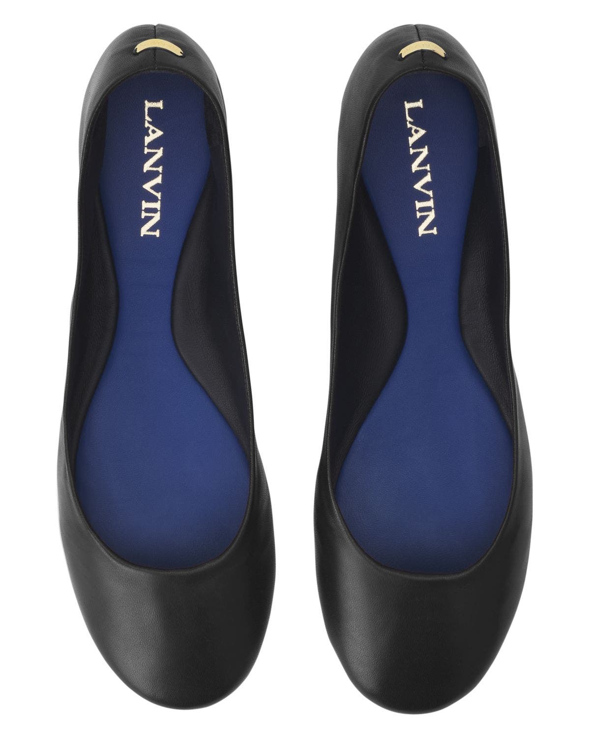 Lanvin The Ballerina Flat In Leather, Alternate, color, Black