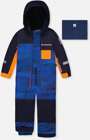 Deux par Deux Play Striped Detachable Hood Fleece Neckwarmer One Piece Snowsuit