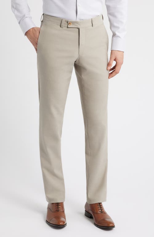 Jack Victor Palmer Slim Fit Tan Flat Front Stretch Cotton & Wool Dress Pants In Taupe