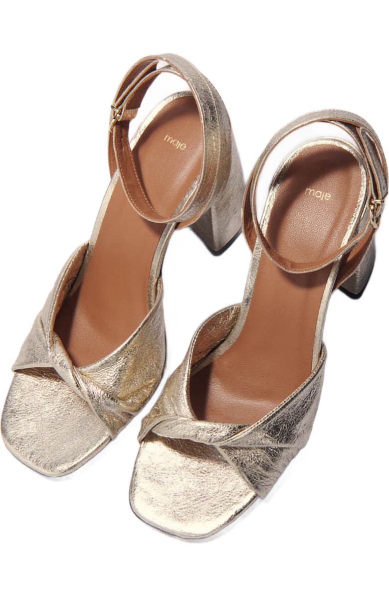 maje Metallic leather sandals with heels, Alternate, color,