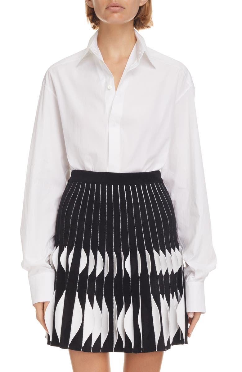 Alaïa Cotton Poplin Button-Up Blouse, Main, color,