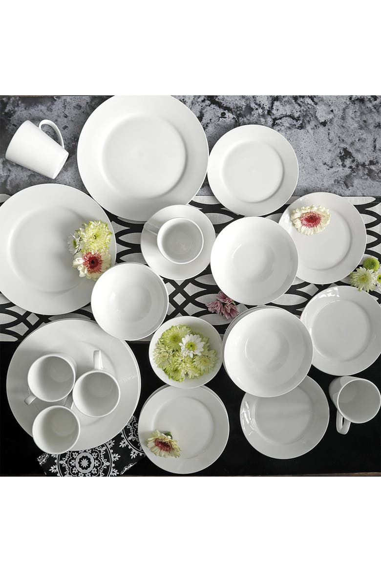 Noble Court 30 Piece Ceramic Dinnerware Set, Alternate, color, White