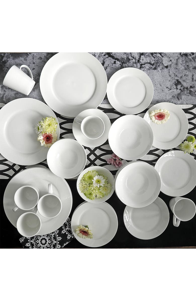 Gibson Home Noble Court 30 Piece Ceramic Dinnerware Set, Alternate, color, White