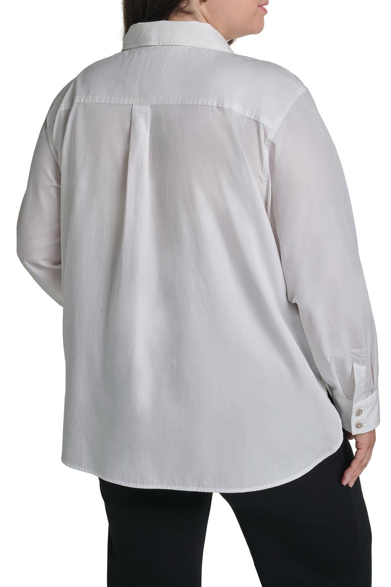 Crystal Bow Cotton Poplin Shirt, Alternate, color, WHITE