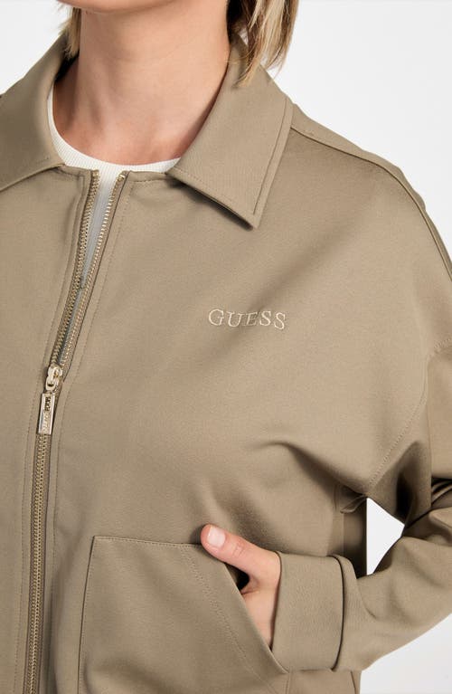 Guess Carla Stretch Nylon Zip Jacket In Brown