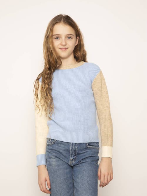 Shop Central Park West Mallory Crewneck Whipstitch Sweater In Blue Multi