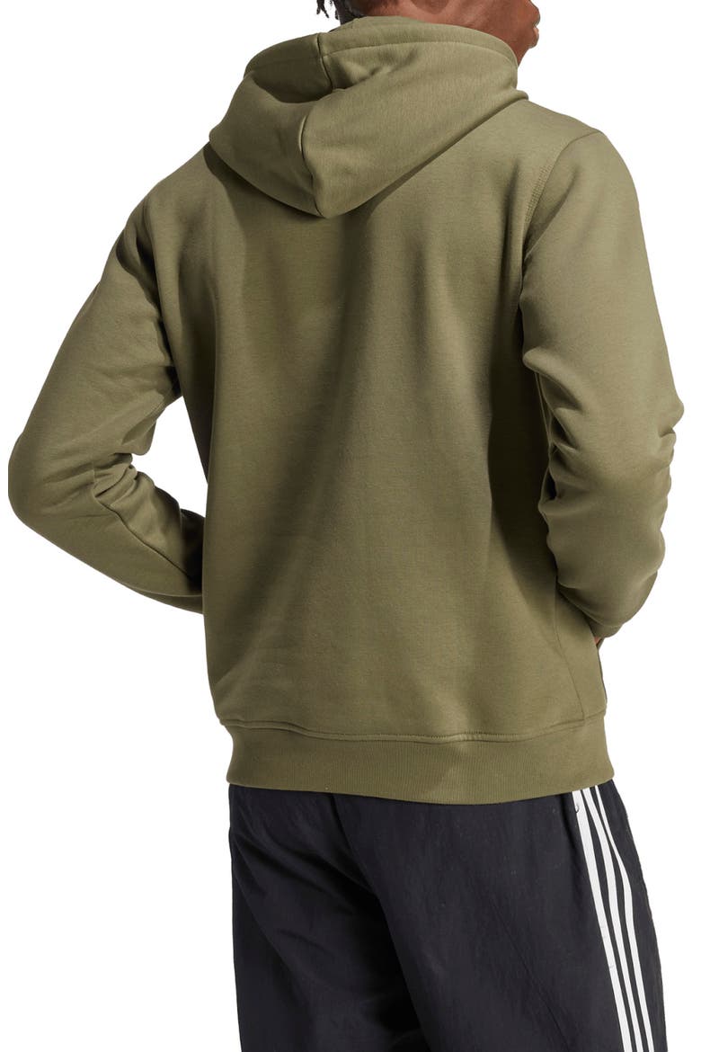 Essentials Trefoil Hoodie, Alternate, color, OLIVE STRATA