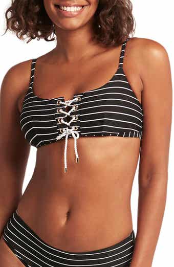 Stripe Lace-Up Bikini Top