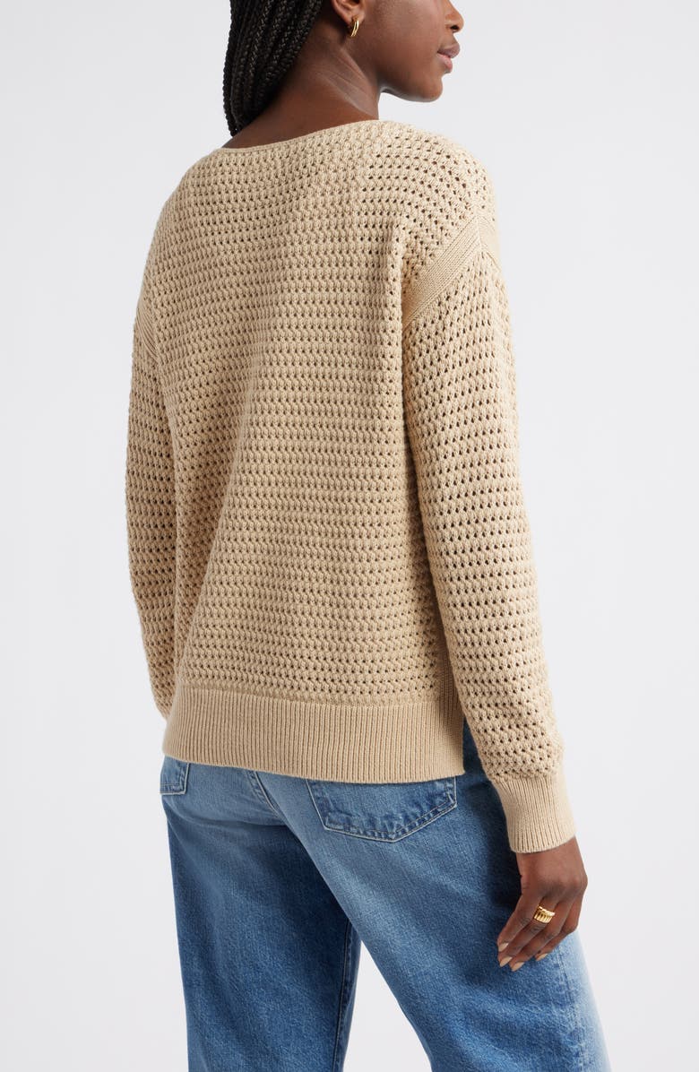 Caslon<sup>®</sup> Open Stitch Cotton Blend Sweater, Alternate, color, Tan Shore