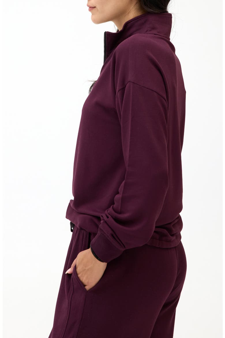 Nyla Fleece Half Zip Pullover, Alternate, color, ULTRA MAROON/ BLACK