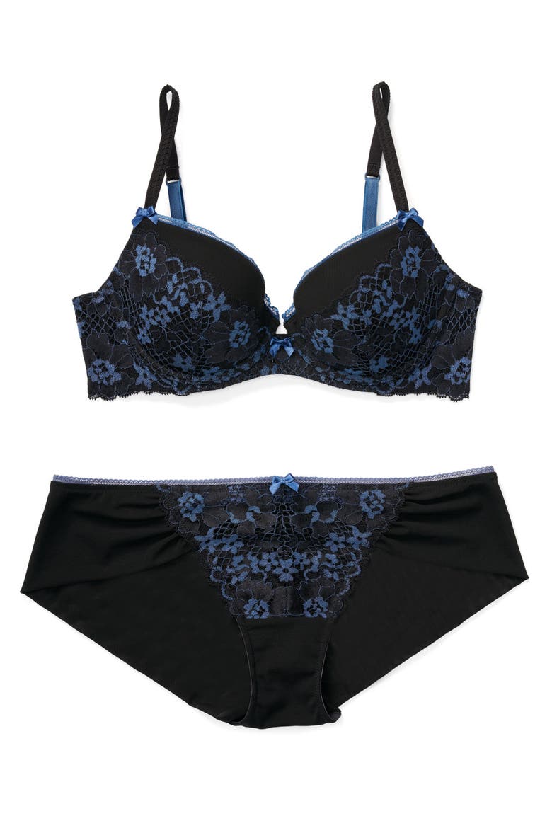 Jana Push Up Demi Bra, Alternate, color, Black