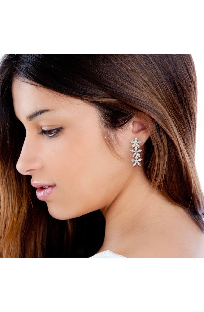 Jessica Simpson Crystal Snowflake Drop Earrings, Alternate, color, Silver