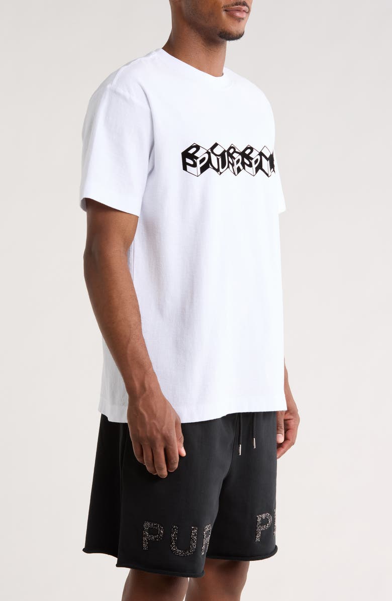 PURPLE BRAND Block Logo Textured Cotton Jersey Graphic T-Shirt, Alternate, color, White