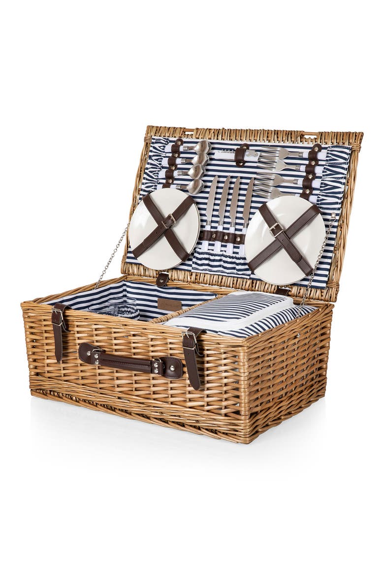 Belmont Picnic Basket, Main, color, NAVY BLUE/WHITE STRIPE