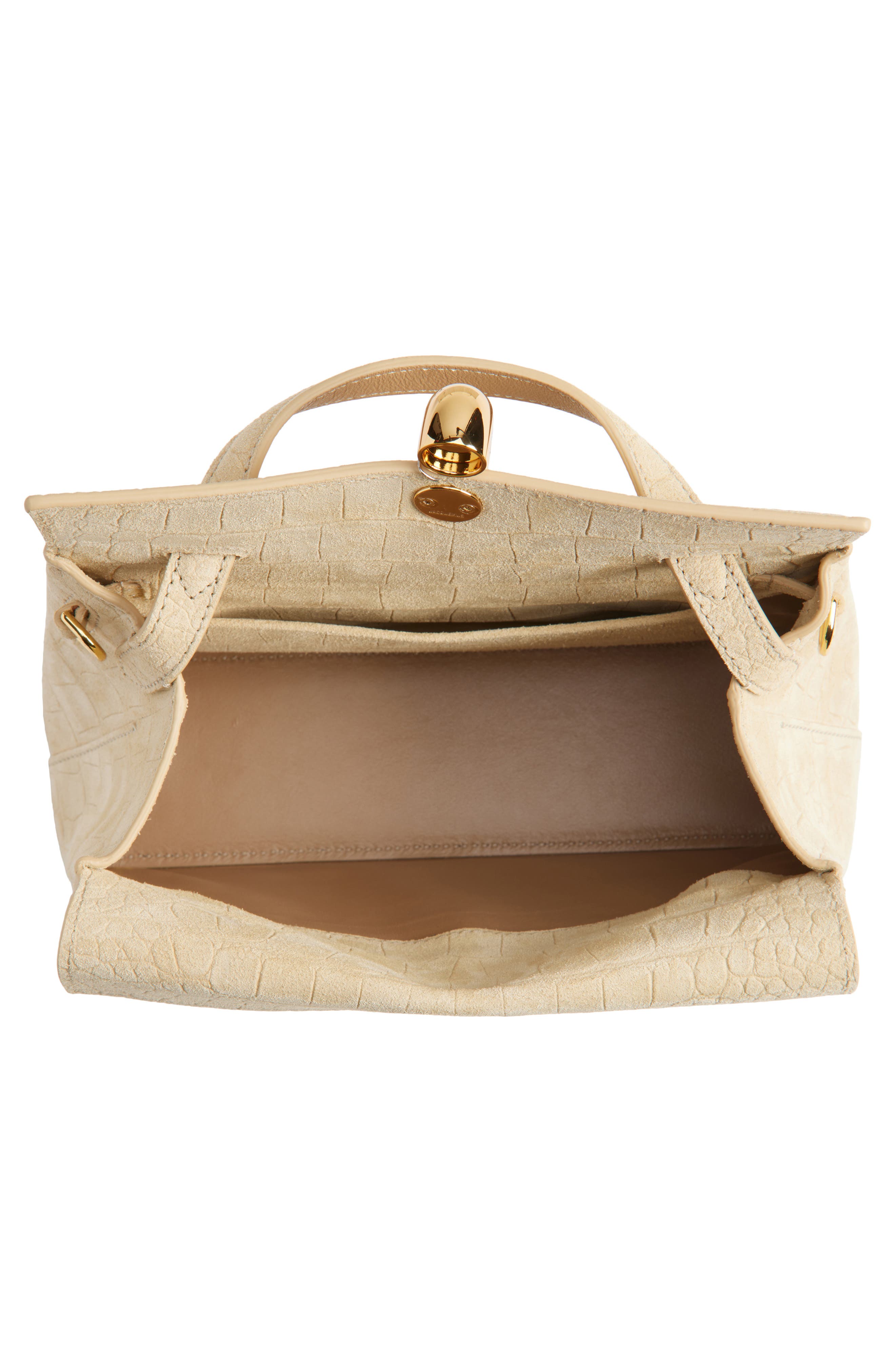 Jacquemus Le Petit Valerie Croc Embossed Suede Top Handle Bag, Alternate, color, Beige 150