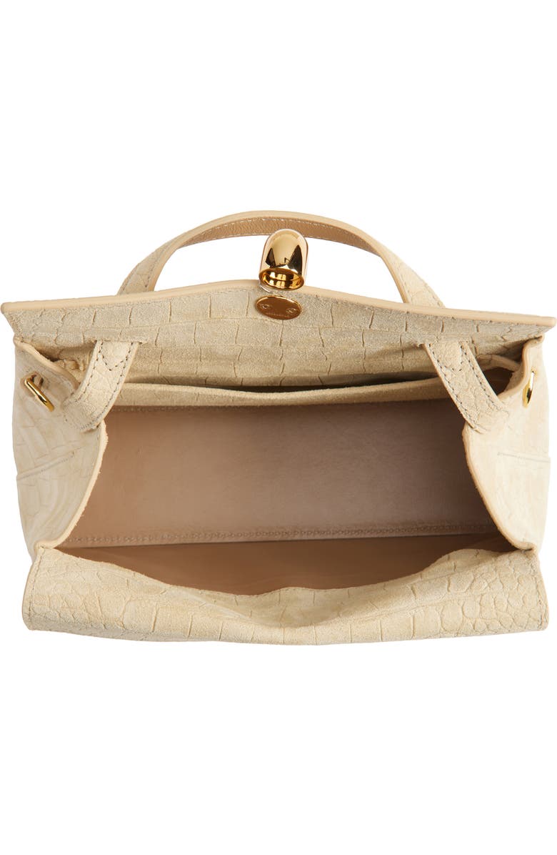 Jacquemus Le Petit Valerie Croc Embossed Suede Top Handle Bag, Alternate, color, Beige 150