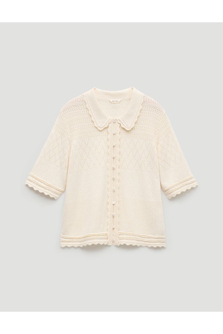 Pointelle Cotton Cardigan, Alternate, color, Stone White