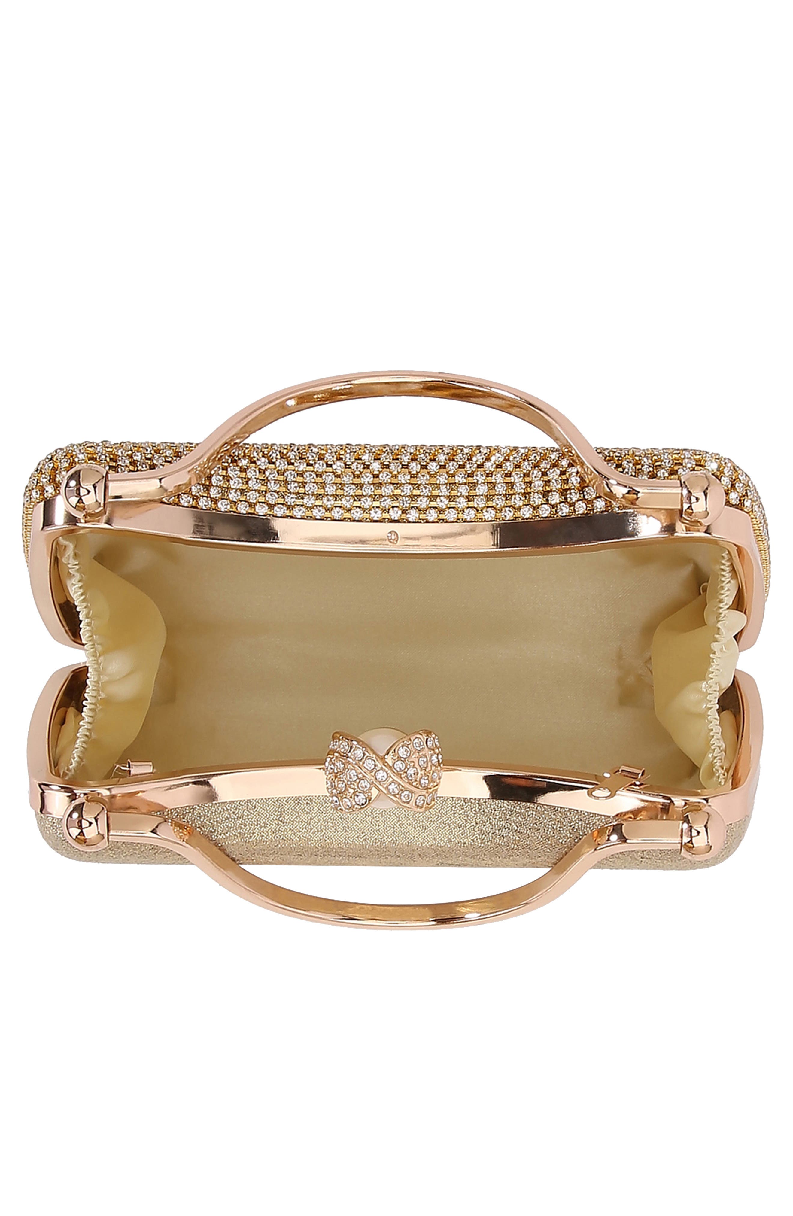 Pearl Clasp Rhinestone Handheld Bag, Alternate, color, GOLD