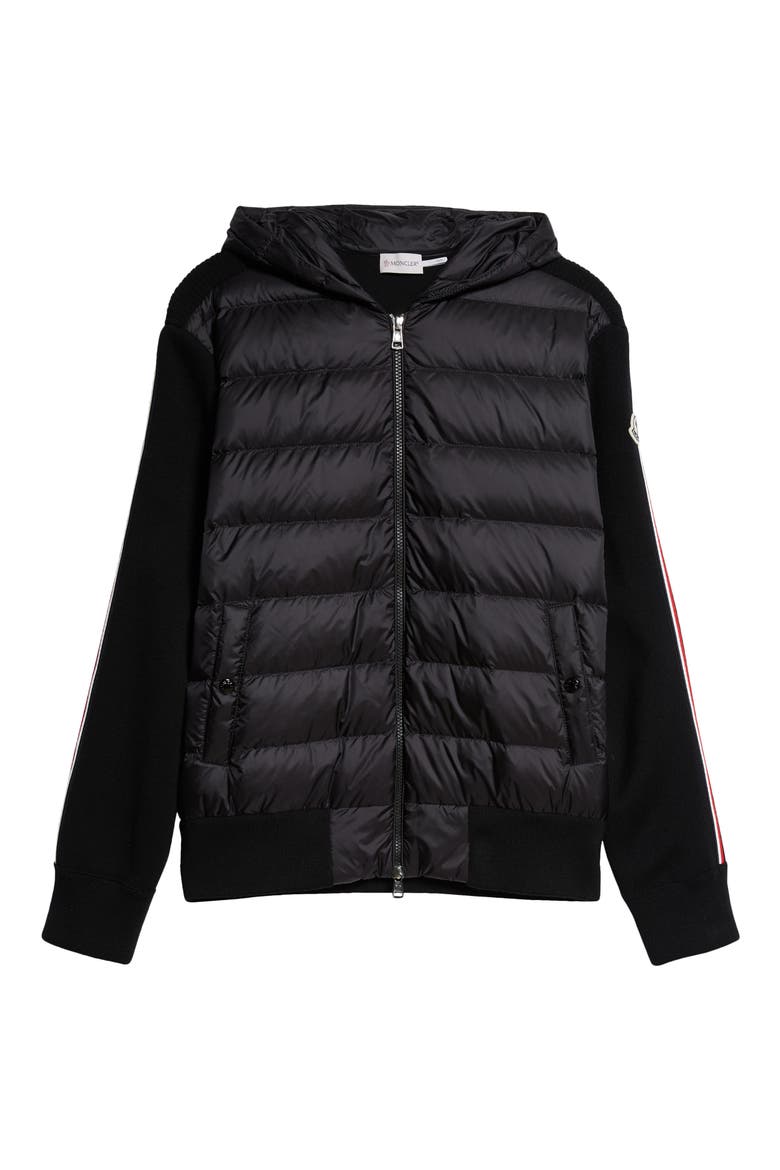 Hybrid Down & Wool Full Zip Hoodie, Alternate, color, BLACK