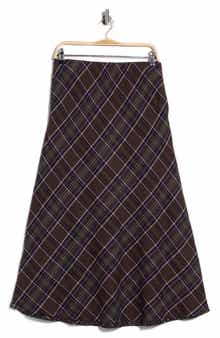 Brushed Plaid A-Line Skirt