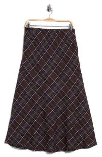 Brushed Plaid A-Line Skirt