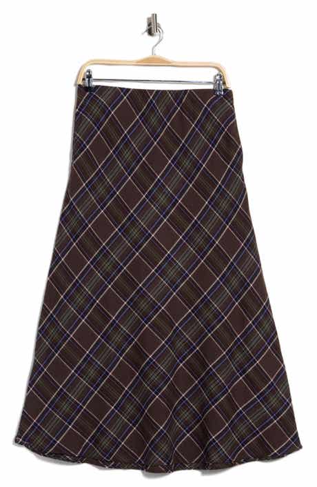 Brushed Plaid A-Line Skirt