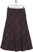 Halogen® Brushed Plaid A-Line Skirt