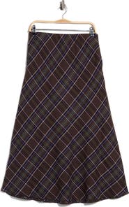 Halogen® Brushed Plaid A-Line Skirt