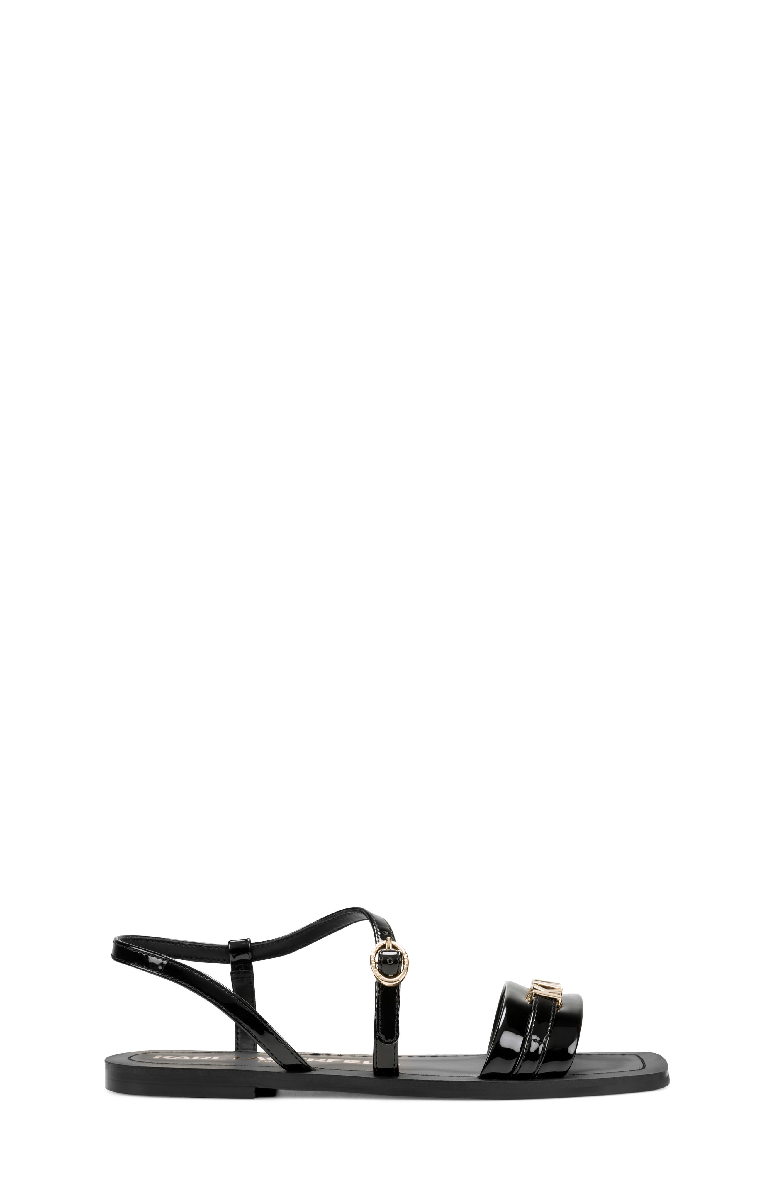 KARL LAGERFELD PARIS Miram Flat Strappy Sandal, Alternate, color, Black