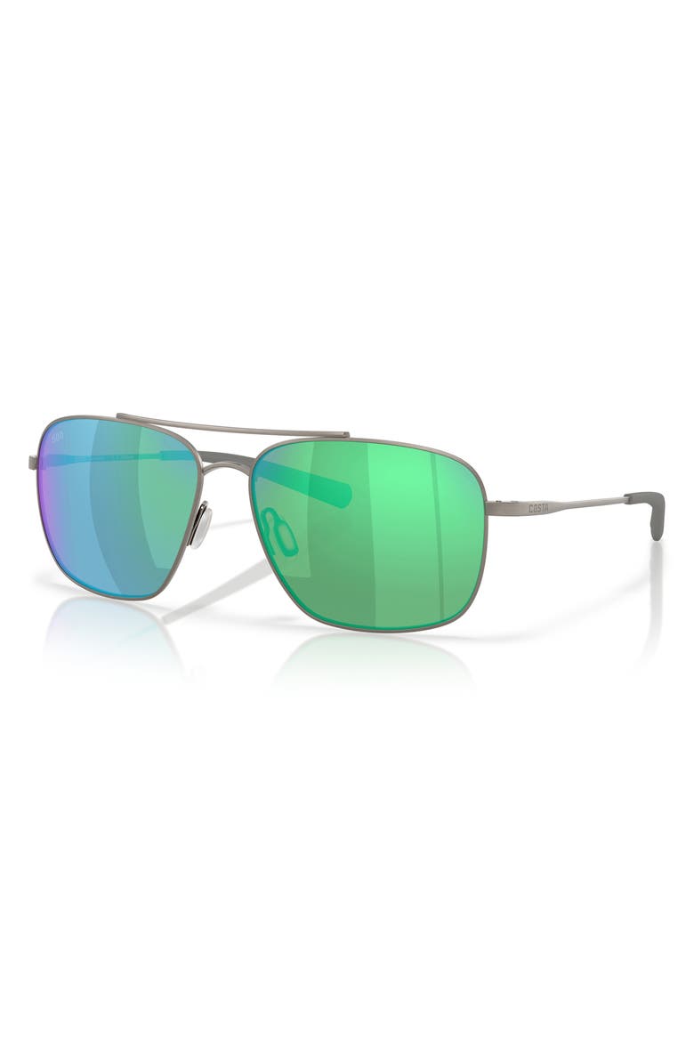 Costa Del Mar Canaveral 59mm Polarized Mirrored Phantos Sunglasses, Alternate, color, Gunmetal / Green Mirror 580G
