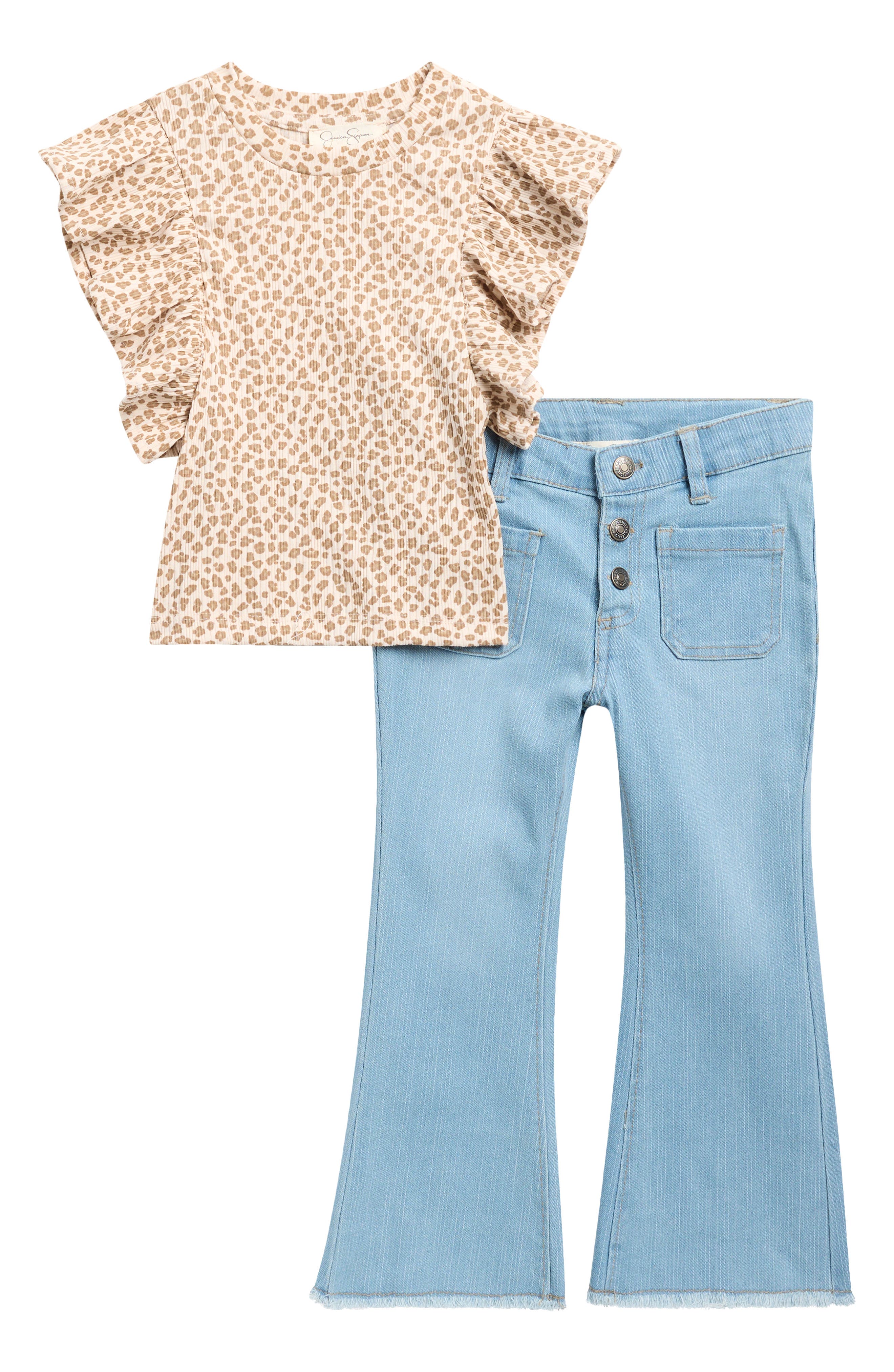 Jessica Simpson Stretch Rib T-Shirt & Flare Leg Jeans Set