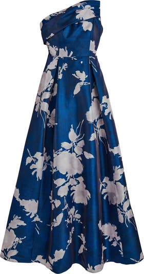 Floral Print Strapless Gown