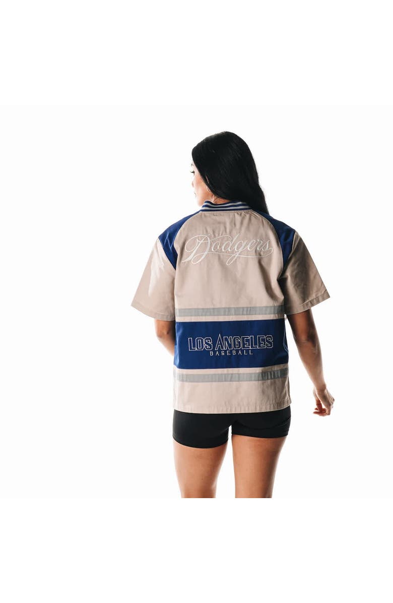 THE WILD COLLECTIVE Women's The Wild Collective  Cream Los Angeles Dodgers Racing Raglan Full-Zip T-Shirt, Alternate, color, 