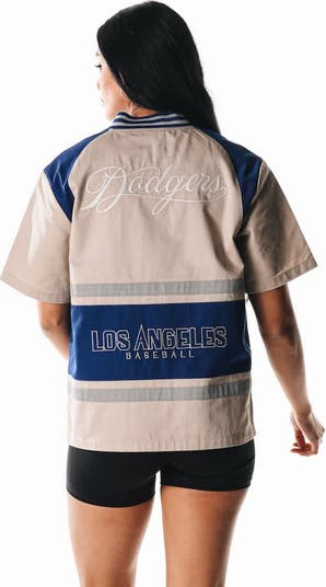 Women's The Wild Collective  Cream Los Angeles Dodgers Racing Raglan Full-Zip T-Shirt