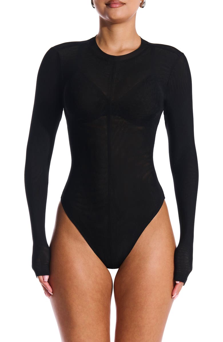 Naked Wardrobe Seamed Long Sleeve Bodysuit, Main, color, 