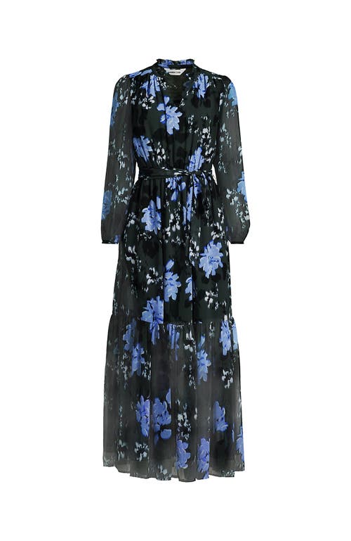 Lands' End Chiffon Tiered Long Sleeve Maxi Dress In Black