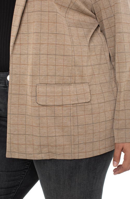 Liverpool Los Angeles Check Open Front Boyfriend Blazer In Brown