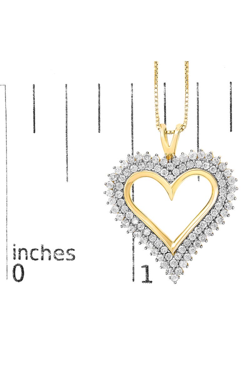Silver 2.00 Cttw Diamond Heart Pendant Necklace, Alternate, color, Yellow