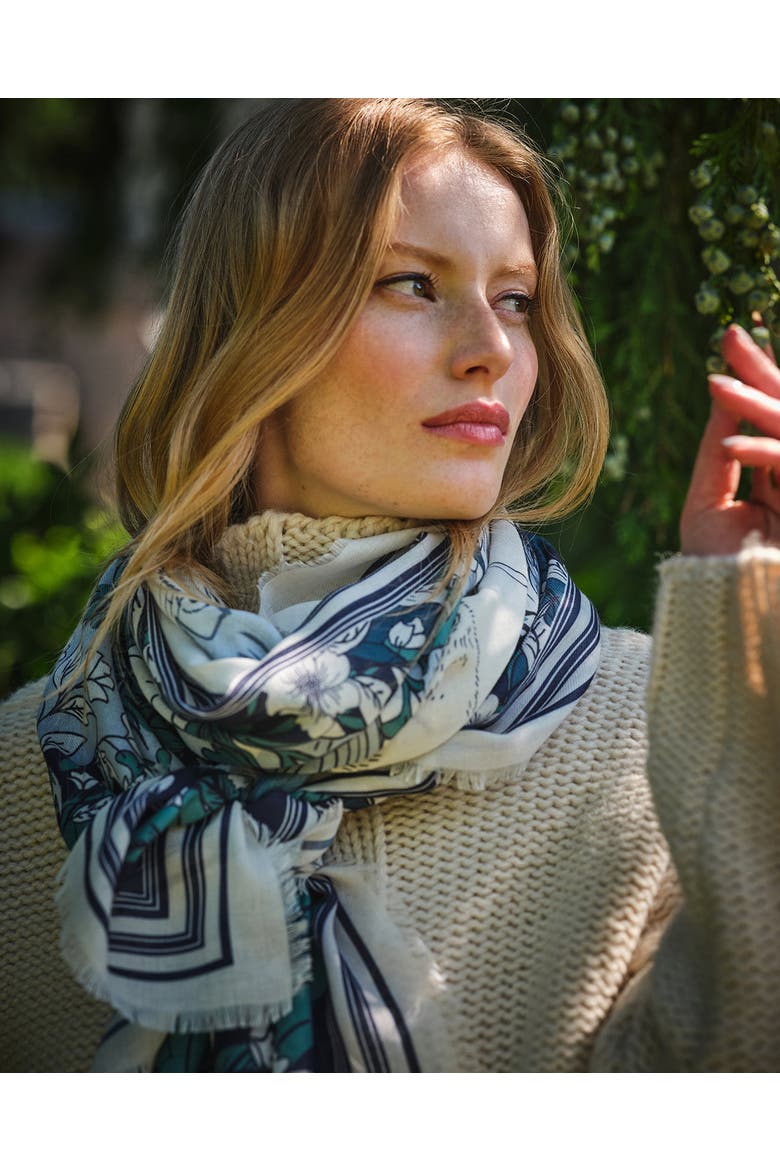 Solara Tales Teal Scarf, Alternate, color, Teal & Ivory